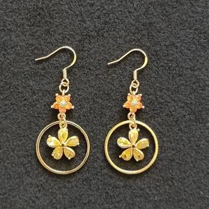 NEW HANDMADE 18K GOLD PLATED CUBIC ZIRCONIA FUNKY COPPER EARRINGS